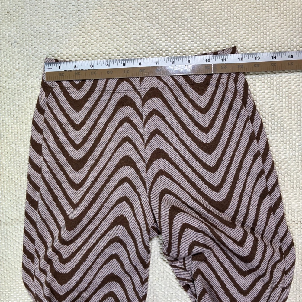 EUC Urban Outfitters Brown White Retro Print Wide Leg Flare Pants Women's Size S - Picture 5 of 7